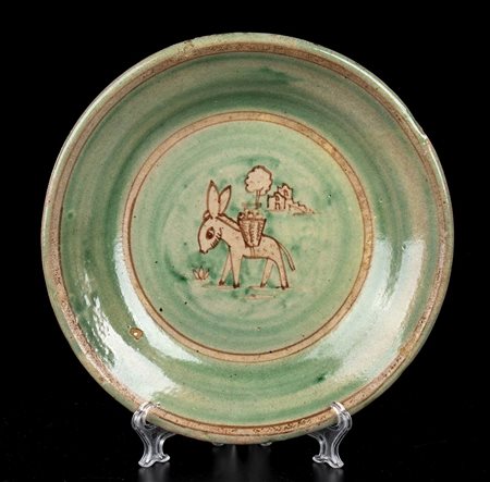 MUSA VIETRI<br>Piatto verde con asinello