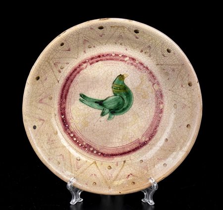 VIETRI<br>Piatto vecchio con uccellino verde