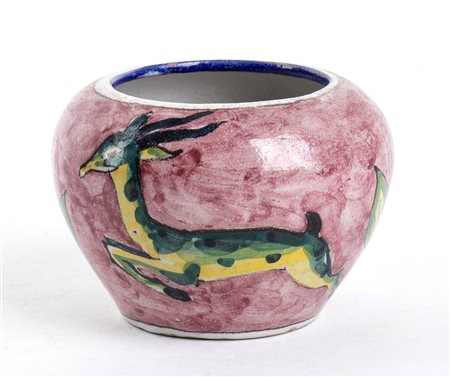 CASSETTA VIETRI<br>Cachepot con cervi su fondo rosa