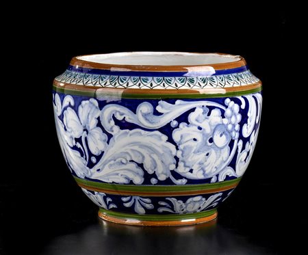 PALAZZI <br>Cachepot blu con decoro di vite 