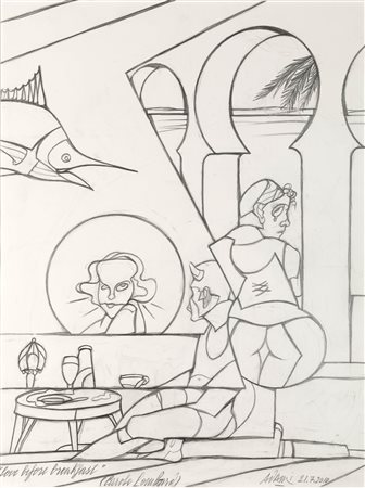 Valerio Adami (1935), Love before breakfast, 2010