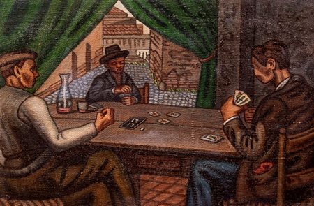 Benvenuto  Ferrazzi (Roma 1892-1969)  - Giocatori di carte, 1945