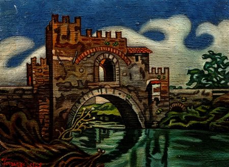 Benvenuto  Ferrazzi (Roma 1892-1969)  - Il Ponte Nomentano, 1945