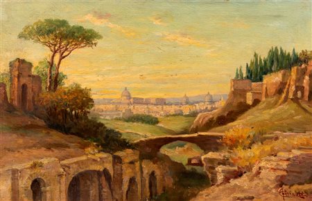 Carlo Ferranti (Roma 1840-1908)  - "Rovine del palazzo dei Cesari veduto dal Palatino"
