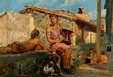 Lionello Grazi (Sermide 1894-Roma 1973)  - "Rocca di Papa, l'amore rusticano", 1946