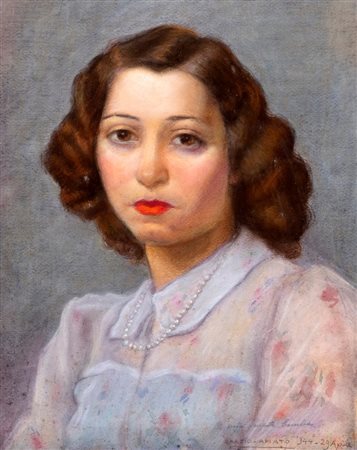 Orazio Amato (Anticoli Corrado 1884-Roma 1952)  - Ritratto della nipote Emilia, 1944
