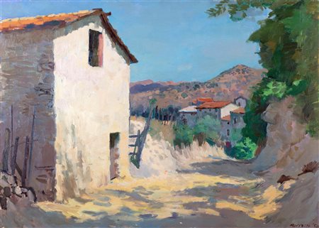 Alberto Morrocco (Aberdeen 1917-Dundee 1998)  - Veduta di Anticoli Corrado, 1956