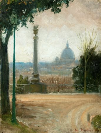 Scuola romana inizi XX secolo - Roma, dalla terrazza del Pincio, 1910