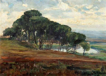 Luigi Petrassi (Zagarolo 1868-Roma 1948)  - Pineta sul Tevere, 1922