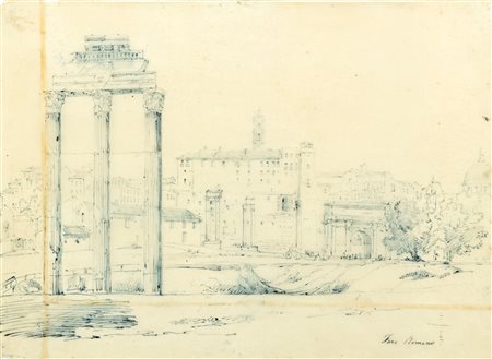 Antonio Senape (Roma 1788-Napoli 1850)  - Roma, veduta del Foro con il Campidoglio