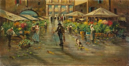 Temistocle Lamesi (Roma 1870-1951)  - Al mercato