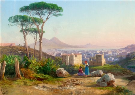 Guglielmo Giusti (Napoli 1824-1916?)  - Napoli, veduta da Posillipo