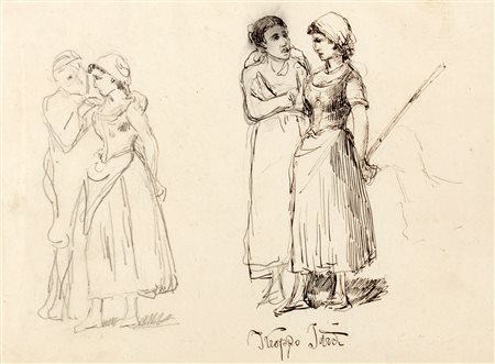 Costantino Barbella (Chieti 1852-Roma  1925)  - "Troppo tardi". Studio di figure