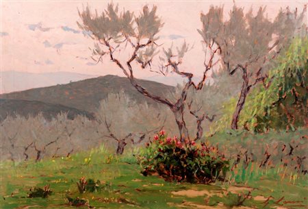 Giovanni Lomi (Livorno 1889-Livorno 1969)  - "Campagna in Primavera"