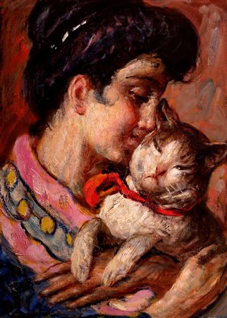 Angelo Dall'Oca Bianca - Il caro micio, 1902