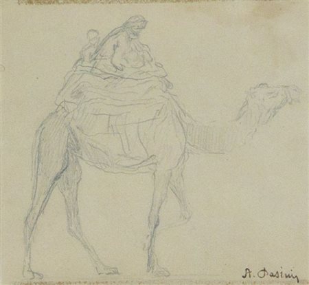 PASINI ALBERTO Busseto (PR) 1826 - 1899 Torino "Donna araba sul dorso di un...