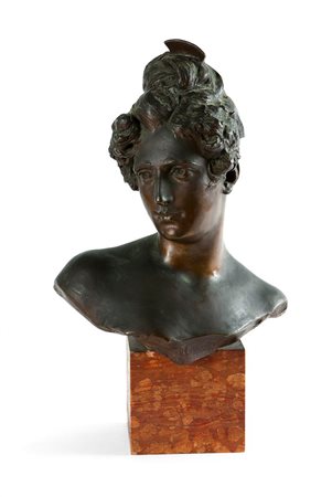 CALANDRA DAVIDE Torino 1856 - 1915 "Fanciulla" H cm 37 scultura in bronzo...