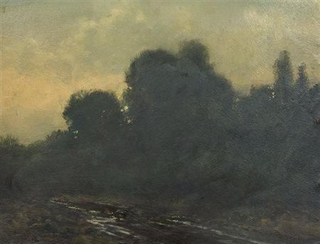 PISANO GIOVANNI Sevi (NU) 1875 - 1964 Torino "Tramonto" 29x35 olio su...
