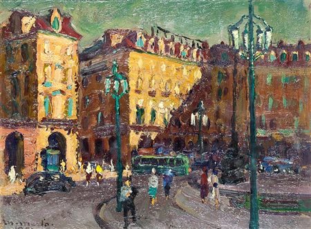MERLO METELLO Milano 1886 - 1964 Torino "Luci ed ombre in Piazza Castello"...