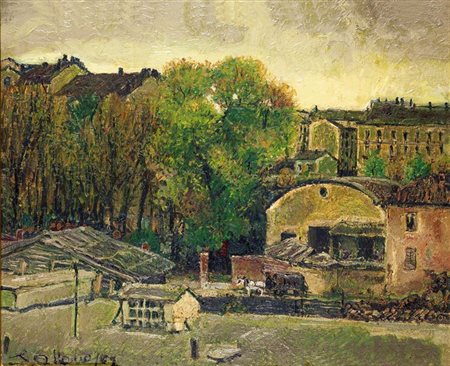 ALBANO SERGIO Torino 1939 - 2008 "Alla vecchia fornace" 1962 41x50 olio su...