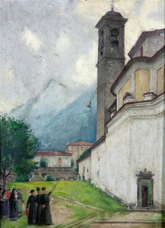 LEDDA MARIUS 1880-1969 "Le campane furono tolte" 5/06/1943 61x47 olio su...