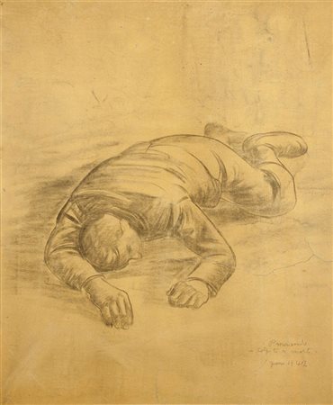 MORANDO PIETRO Alessandria 1892 - 1980 "Colpito a morte" 1942 60x50 disegno a...