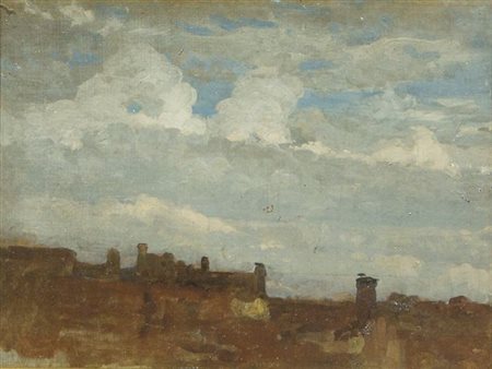 QUADRONE GIOVAN BATTISTA Mondovì (CN) 1844 - 1898 Torino "Paesaggio con...