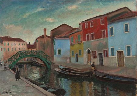 MAGGI CESARE Roma 1881 - 1961 Torino "Venezia" 50x70 olio su tela Opera...