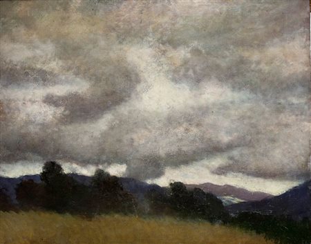 REVIGLIONE MARIO Torino 1883 - 1965 "In attesa della pioggia" 68x80 olio su...