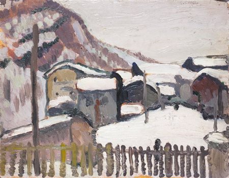 CHESSA GIGI Torino 1898 - 1935 "Neve a Balme" 1920 22,5x27 olio su tavoletta...