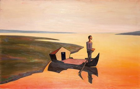 MORANDO PIETRO Alessandria 1892 - 1980 "Ulisse" 1949 circa 80x120 olio su...