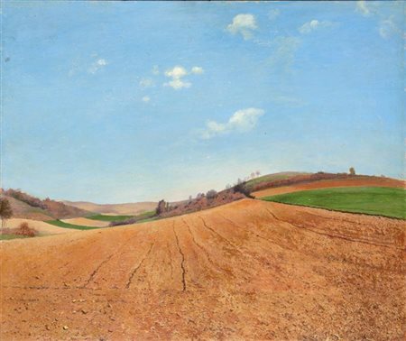 CALVI DI BERGOLO GREGORIO Torino 1904 - 1994 "Terre arate-Valle di San Carlo"...