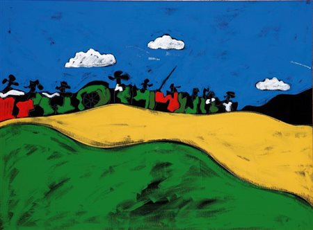 FESTA TANO Roma 1938 - 1988 "Battaglia" 1986 60x80 acrilici su tela Opera...