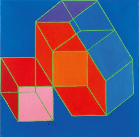 PERILLI ACHILLE Roma 1927 "Affluente" 1981 40x40 olio su tela Opera firmata,...