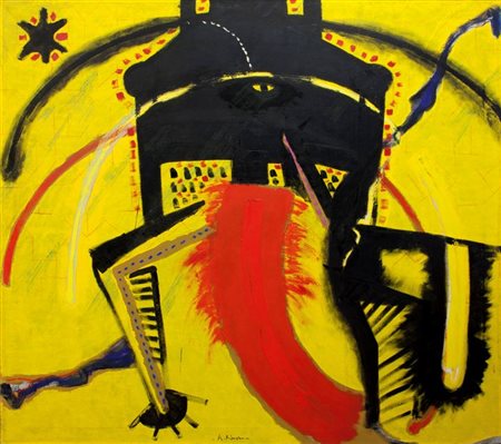 AIMONE NINO Torino 1932 "Idolo" 180x200 olio su tela Opera firmata in basso...