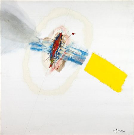 AIMONE NINO Torino 1932 "Operazione chirurgica" 1991 100x100 olio e fili di...