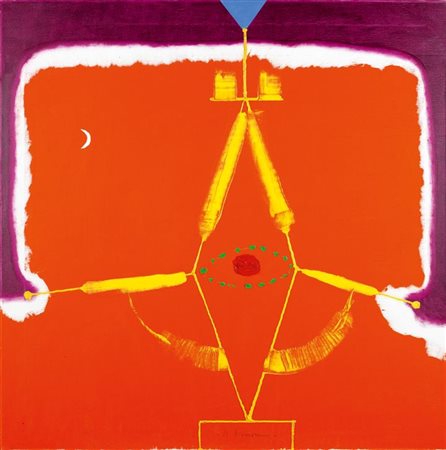 AIMONE NINO Torino 1932 "L'antenna e la luna" 2008 100x100 olio su tela Opera...