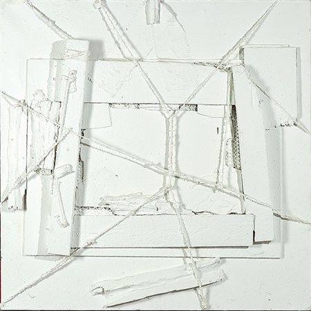 CARMASSI ARTURO Lucca 1925 "Otage" 1999 151x149x11 sabbia, legno, corda, fil...