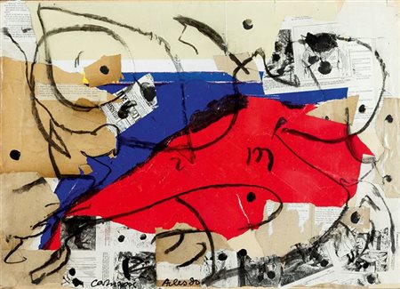 CARMASSI ARTURO Lucca 1925 "Arles" 1980 50x70 collage e fusain su tavola...