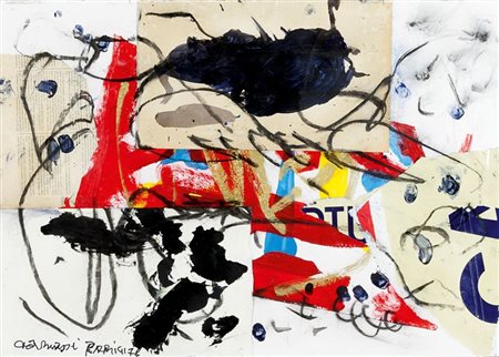 CARMASSI ARTURO Lucca 1925 "Parigi "1978 50x70 collage e fusain su tavola...