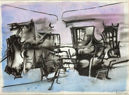 BERTINI GIANNI Pisa 1922 - 2010 "Anteè .." 1957 56x76 tecnica mista su carta...
