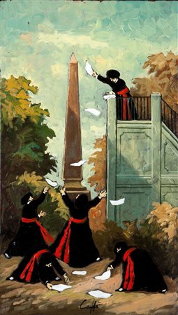 CAFFE' NINO Alfadena (AQ) 1909 - 1975 Pesaro "Foglietti al vento" 1964...