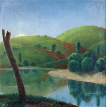 MARSI ROMEO 1909-1944 "Sinfonia lunare" 1936 80x80 olio su tavola Opera...