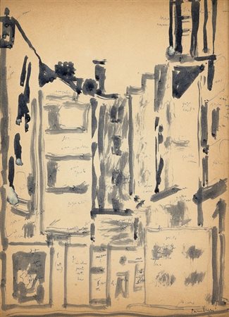 TAMBURI ORFEO Jesi (AN) 1910 - 1994 "Veduta di Parigi" 32x23 acquerello su...