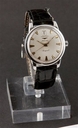 LONGINES Solo tempo, modello "Conquest", anni '70 Diam 35 Cassa in acciaio in...