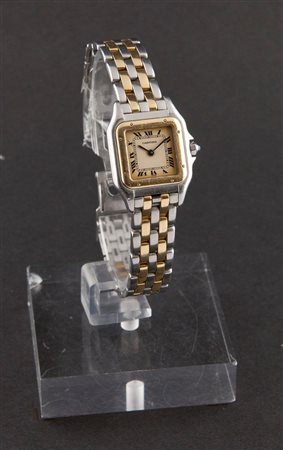 CARTIER Modello "Panthere", anni '80 29x24 Cassa di forma in acciaio e oro...