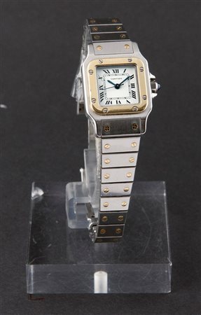 CARTIER Modello "Santos" misura lady, anni '90 24x24 Cassa in acciaio ed oro...