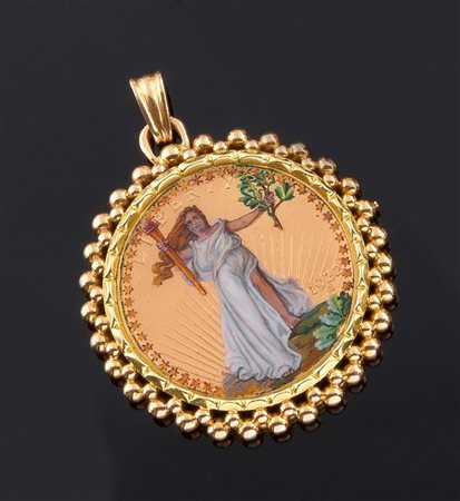 CIONDOLO Ciondolo in oro giallo composto da una moneta da venti dollari...