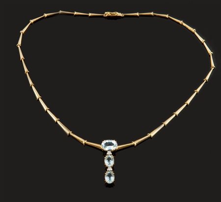 GIROCOLLO Girocollo in oro giallo lavorato a motivo di canne di bambù, nella...