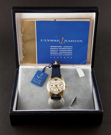 ULYSSE NARDIN Triplo calendario fasi luna, anni '60, Diam 28 Cassa in oro...